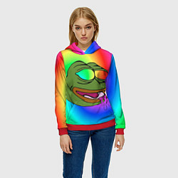 Толстовка-худи женская Pepe rainbow, цвет: 3D-красный — фото 2