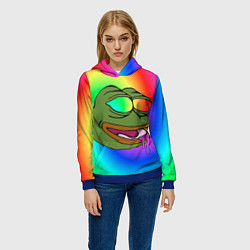 Толстовка-худи женская Pepe rainbow, цвет: 3D-синий — фото 2