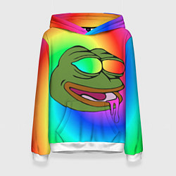 Толстовка-худи женская Pepe rainbow, цвет: 3D-белый