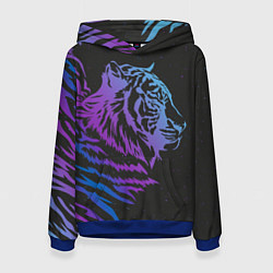 Толстовка-худи женская Tiger Neon, цвет: 3D-синий