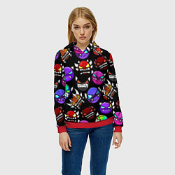 Толстовка-худи женская Geometry Dash: Demons Squad, цвет: 3D-красный — фото 2