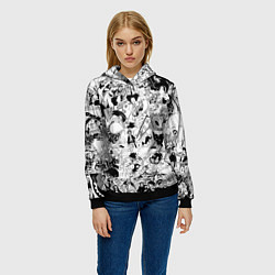 Толстовка-худи женская One Piece Манга страницы, цвет: 3D-черный — фото 2