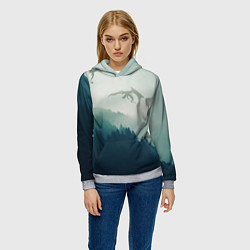 Толстовка-худи женская ДРАКОНЫ НАД ЛЕСОМ DRAGON, цвет: 3D-меланж — фото 2