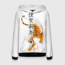 Толстовка-худи женская Китайский тигр, цвет: 3D-черный