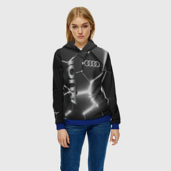 Толстовка-худи женская AUDI GREY 3D ПЛИТЫ, цвет: 3D-синий — фото 2
