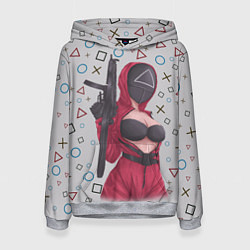 Толстовка-худи женская ОПАСНЫЙ ТРЕУГОЛЬНИК ИГРА В КАЛЬМАРА, цвет: 3D-меланж