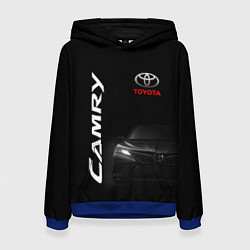 Толстовка-худи женская Черная Тойота Камри, цвет: 3D-синий