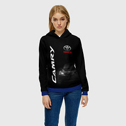 Толстовка-худи женская Черная Тойота Камри, цвет: 3D-синий — фото 2