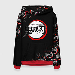 Толстовка-худи женская КЛИНОК РАССЕКАЮЩИЙ ДЕМОНОВ БРЫЗГИ КРАСОК, цвет: 3D-красный