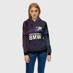 Толстовка-худи женская BMW Perfomance, цвет: 3D-черный — фото 2