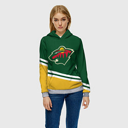 Толстовка-худи женская Minnesota Wild NHL, цвет: 3D-меланж — фото 2