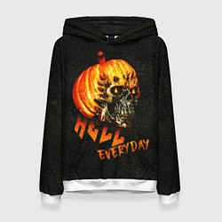 Толстовка-худи женская Helloween череп тыква scull pumkin, цвет: 3D-белый