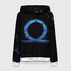 Толстовка-худи женская GOD OF WAR LOGO ЭМБЛЕМА РАГНАРЁК, цвет: 3D-белый