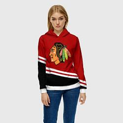 Толстовка-худи женская Chicago Blackhawks, NHL, цвет: 3D-белый — фото 2