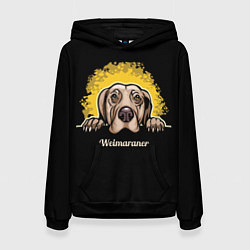 Толстовка-худи женская Веймаранер Weimaraner, цвет: 3D-черный