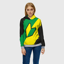 Толстовка-худи женская JDM GREEN YELLOW LOGO, цвет: 3D-меланж — фото 2
