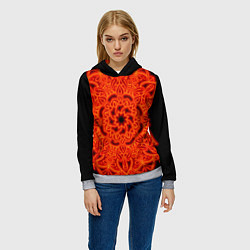 Толстовка-худи женская Огненная мандала, цвет: 3D-меланж — фото 2