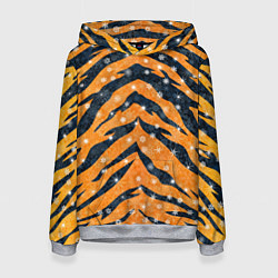 Толстовка-худи женская Новогодняя шкура тигра, цвет: 3D-меланж