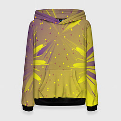 Толстовка-худи женская Новогодний салют фейерверк, цвет: 3D-черный