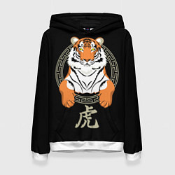 Толстовка-худи женская Тигр в рамке, цвет: 3D-белый