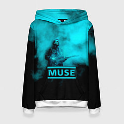 Толстовка-худи женская Мэттью Беллами бирюзовый туман Muse, цвет: 3D-белый