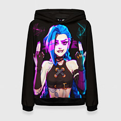 Толстовка-худи женская Джинкс стреляет вверх Лига легенд Аркейн, цвет: 3D-черный