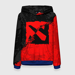 Толстовка-худи женская DOTA 2 RED BLACK LOGO, БРЫЗГИ КРАСОК, цвет: 3D-синий