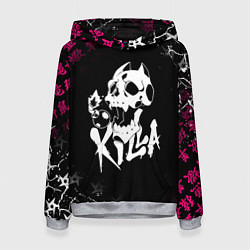Толстовка-худи женская JOJO KILLER QUEEN КИЛЛЕР КВИН KILLA ЧЕРЕП, цвет: 3D-меланж