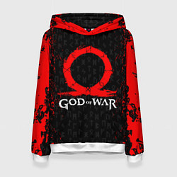 Толстовка-худи женская GOD OF WAR КРАТОС ЛОГО, цвет: 3D-белый