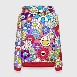 Толстовка-худи женская Цветы Takashi Murakami, цвет: 3D-красный