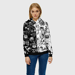 Толстовка-худи женская THE WITCHER LOGOOMBING ВЕДЬМАК ПАТТЕРН, цвет: 3D-черный — фото 2