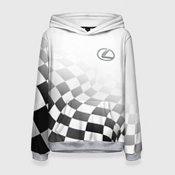 Толстовка-худи женская Lexus, Лексус спорт финишный флаг, цвет: 3D-меланж