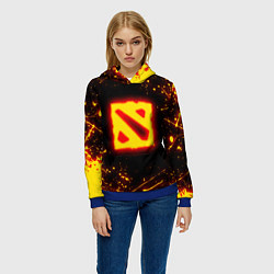 Толстовка-худи женская DOTA 2 FIRE LOGO ДОТА 2 ОГНЕННЫЙ ЛОГО, цвет: 3D-синий — фото 2