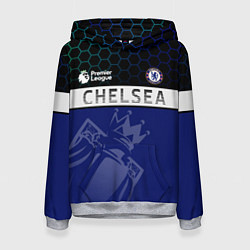 Толстовка-худи женская FC Chelsea London ФК Челси Лонон, цвет: 3D-меланж