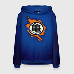 Толстовка-худи женская Рваный логотип Гоку Dragon Ball, цвет: 3D-синий