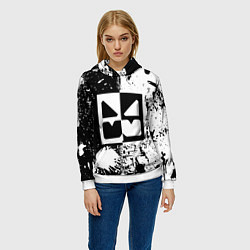 Толстовка-худи женская GEOMETRY DASH BLACK & WHITE SMILE, цвет: 3D-белый — фото 2