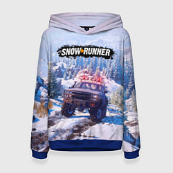 Толстовка-худи женская SnowRunner Гонки по бездорожью, цвет: 3D-синий