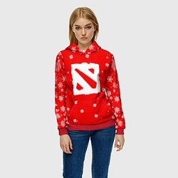 Толстовка-худи женская НОВОГОДНИЙ ДОТА 2 НОВЫЙ ГОД DOTA 2, цвет: 3D-красный — фото 2