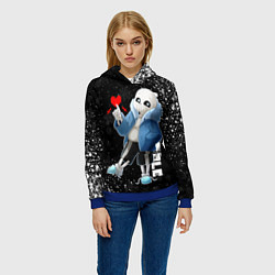 Толстовка-худи женская НОВОГОДНИЙ САНС UNDERTALE НОВЫЙ ГОД, цвет: 3D-синий — фото 2