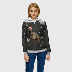 Толстовка-худи женская ПИВОЗАВР НОВОГОДНЯЯ НОЧЬ, цвет: 3D-меланж — фото 2