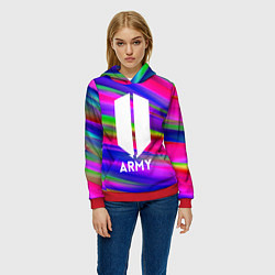 Толстовка-худи женская BTS ARMY RAIBOW, цвет: 3D-красный — фото 2