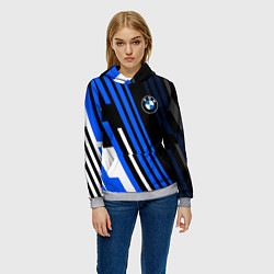 Толстовка-худи женская БМВ BMW СИНИИ ЛИНИИ, цвет: 3D-меланж — фото 2