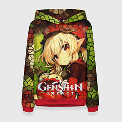 Толстовка-худи женская Кли - искорка из Genshin Impact, цвет: 3D-красный