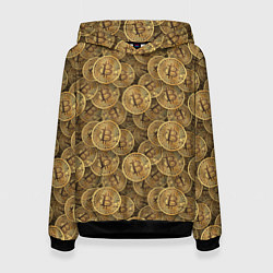 Толстовка-худи женская Bitcoins, цвет: 3D-черный