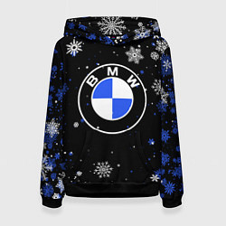 Толстовка-худи женская НОВОГОДНИЙ БМВ НОВЫЙ ГОД BMW, цвет: 3D-черный