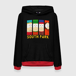 Толстовка-худи женская South Park - Южный парк главные герои, цвет: 3D-красный