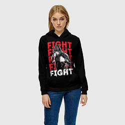 Толстовка-худи женская FIGHT FIGHT FIGHT, цвет: 3D-черный — фото 2