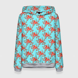 Толстовка-худи женская Осьминог паттерн, цвет: 3D-меланж