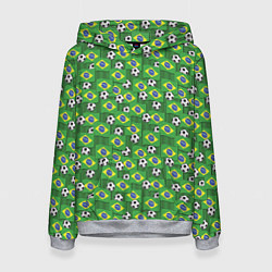 Толстовка-худи женская Бразилия футбол, цвет: 3D-меланж