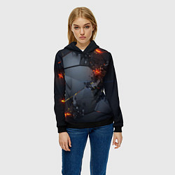 Толстовка-худи женская НЕОНОВЫЙ ВЗРЫВ ПЛИТЫ, ОБЛОМКИ NEON EXPLOSION, цвет: 3D-черный — фото 2
